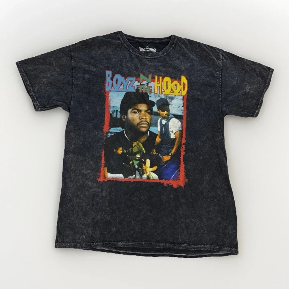 Boyz N The Hood Graphic T-Shirt Mens Large Acid Wash Black Ice Cube Movie Tee 90